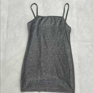 Elegant Black Silver Glittery Women's Mini Dress